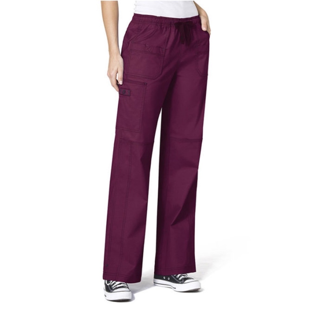 Wonderwink Spread Good Cheer Maroon Pants Scrub Bottoms Women’s Size L